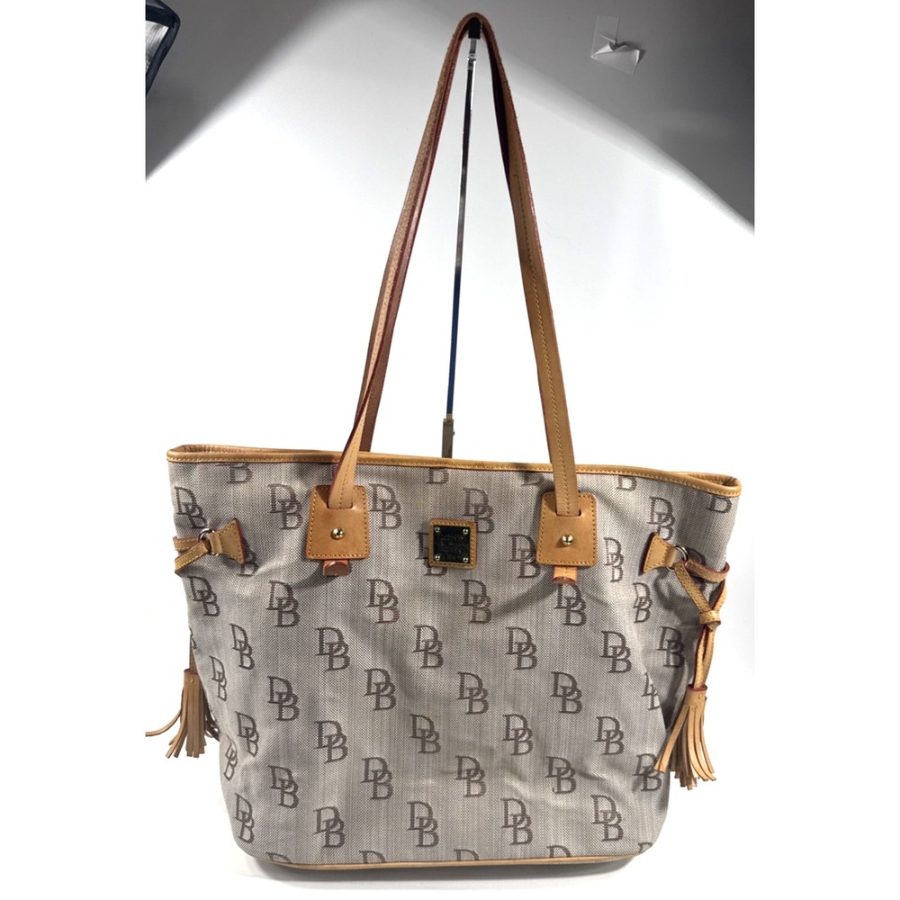 Dooney and Bourke Canvas/Leather tan monogram tote